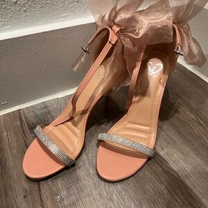 Windsor Peach Heels with Rhinestone Accents